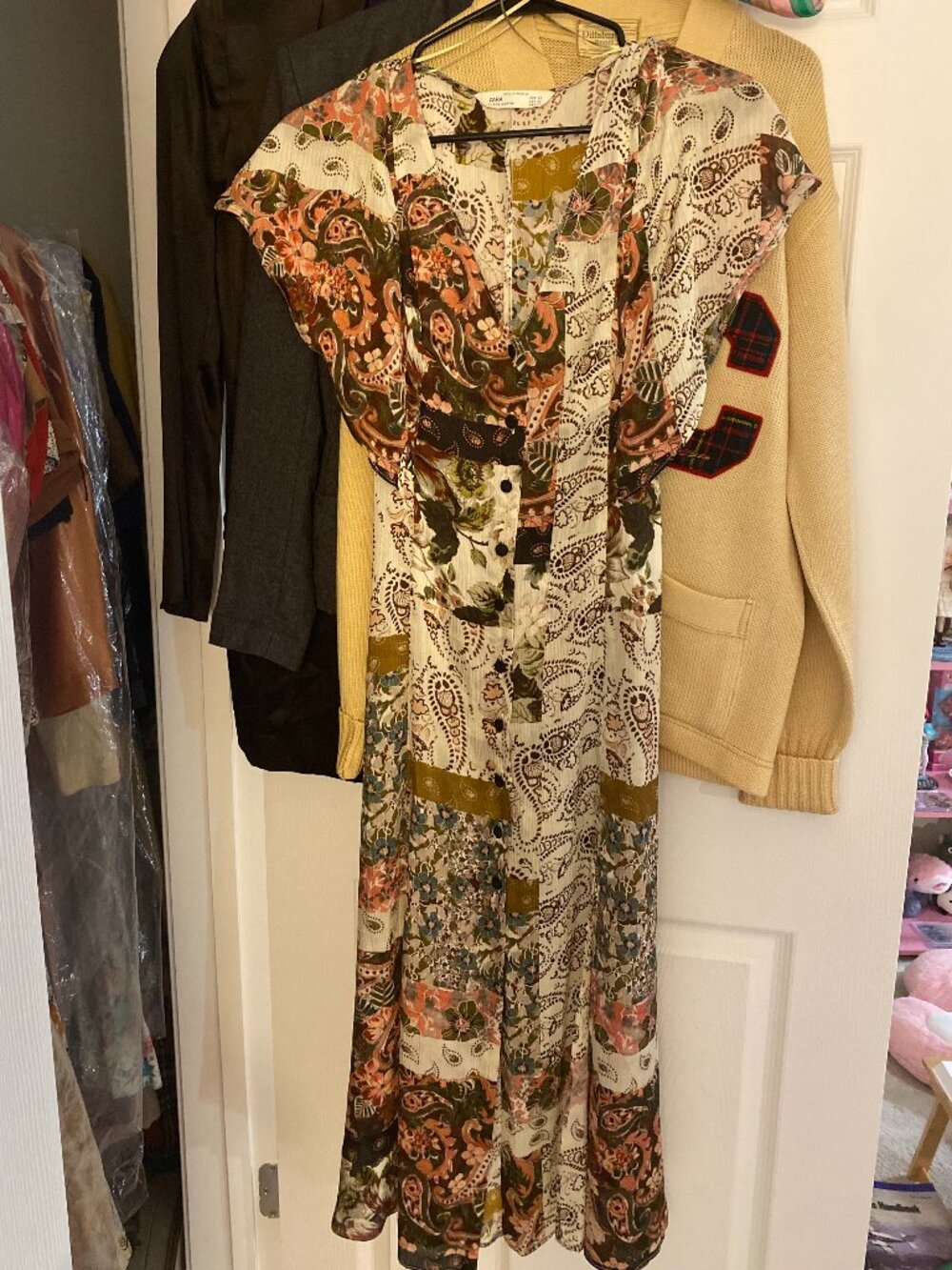 ZARA Patchwork Paisley Floral Midi Dress – XS – New Without Tags